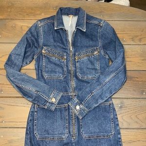 Free People Denim Lenox Jumpsuit